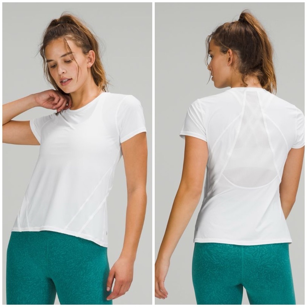 Lululemon Athletica White Fitted Short Sleeve T-Shirt